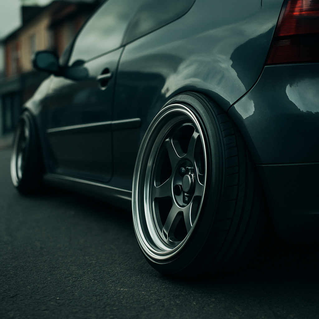 Detail shot of modified alloys on UK build influenced by UK street racing films culture